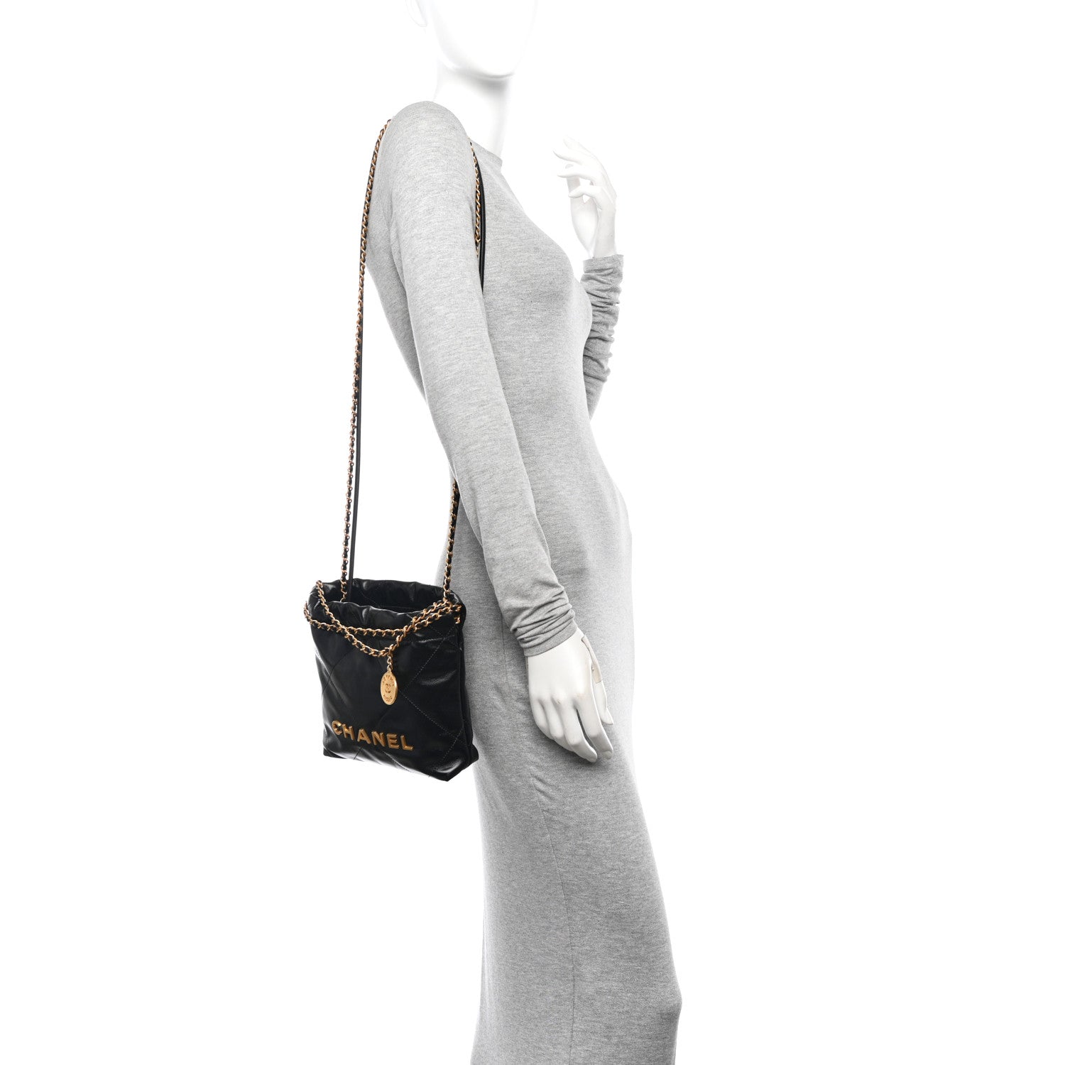 Chanel Shiny Calfskin Quilted Mini Chanel 22 Black 2 of 10