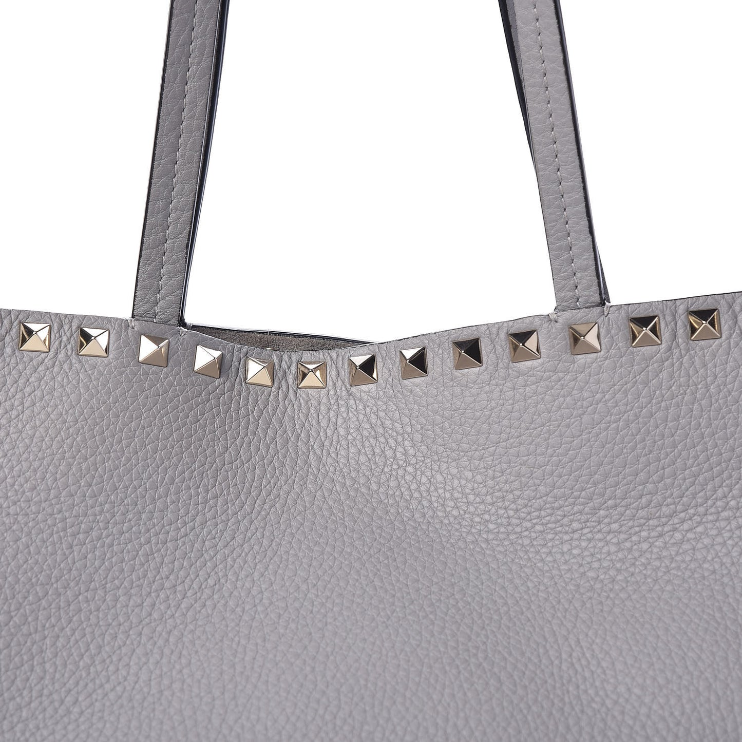 Grained Calfskin Rockstud Shoulder Tote Perla