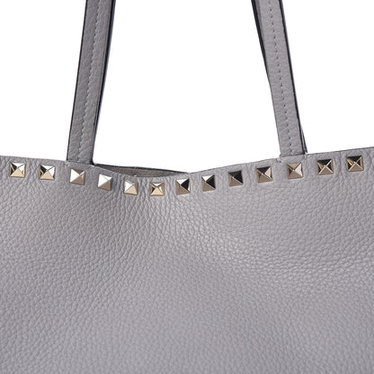 Valentino Garavani Grained Calfskin Rockstud Shoulder Tote Perla 8 of 20