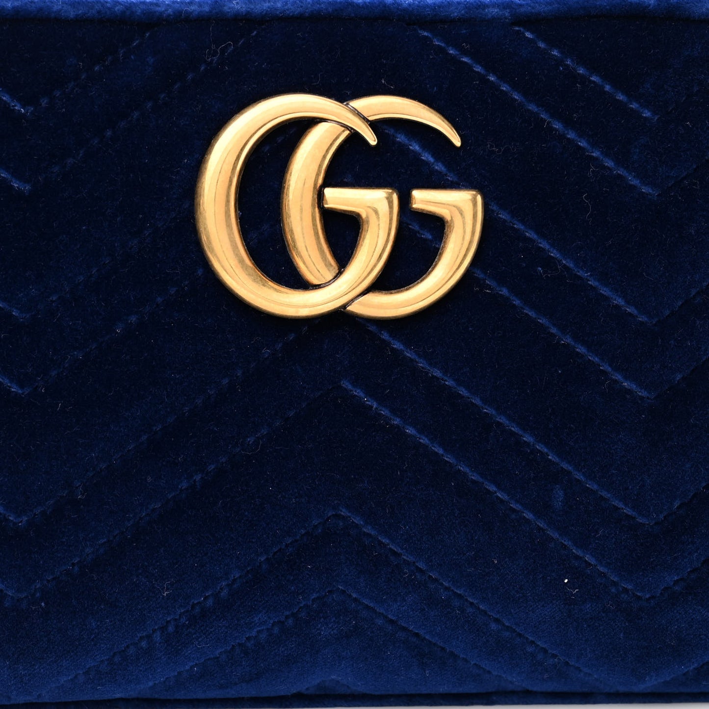 Velvet Matelasse Small GG Marmont Chain Shoulder Bag Cobalt