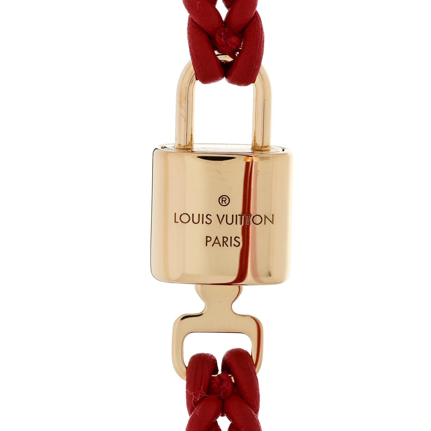 Louis Vuitton Calfskin LV Padlock Bracelet Red 4 of 5