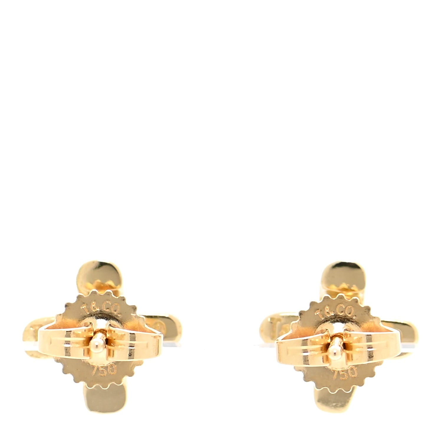 Tiffany 18K Yellow Gold 7.5mm Cross Stitch Earrings 3 of 6