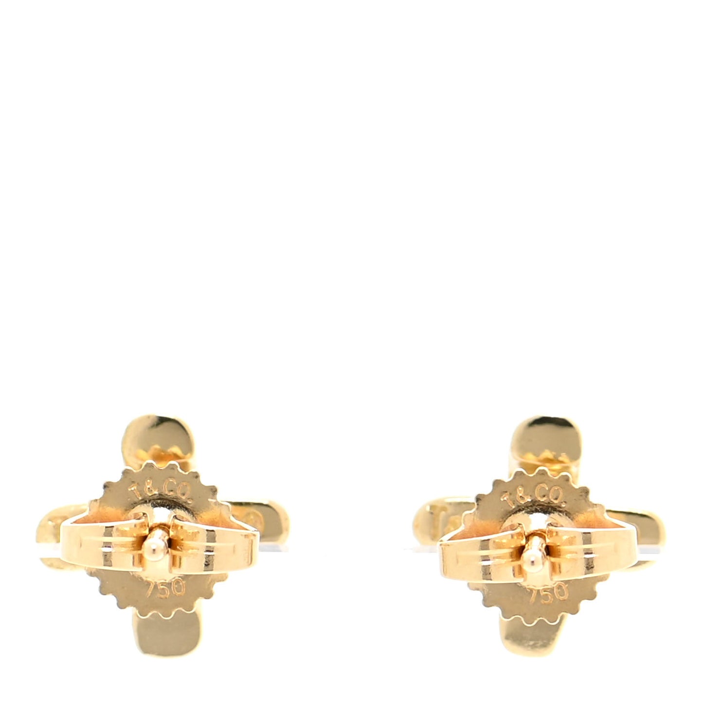 18K Yellow Gold 7.5mm Cross Stitch Earrings