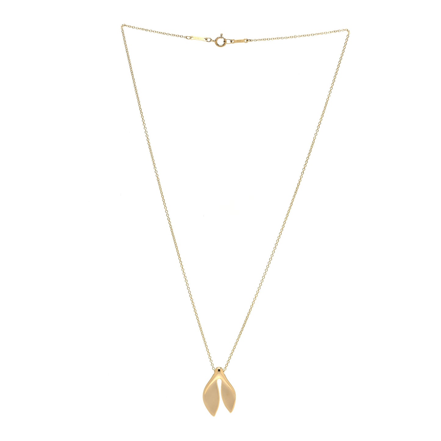 18K Yellow Gold Elsa Peretti Whale Tail Pendant Necklace