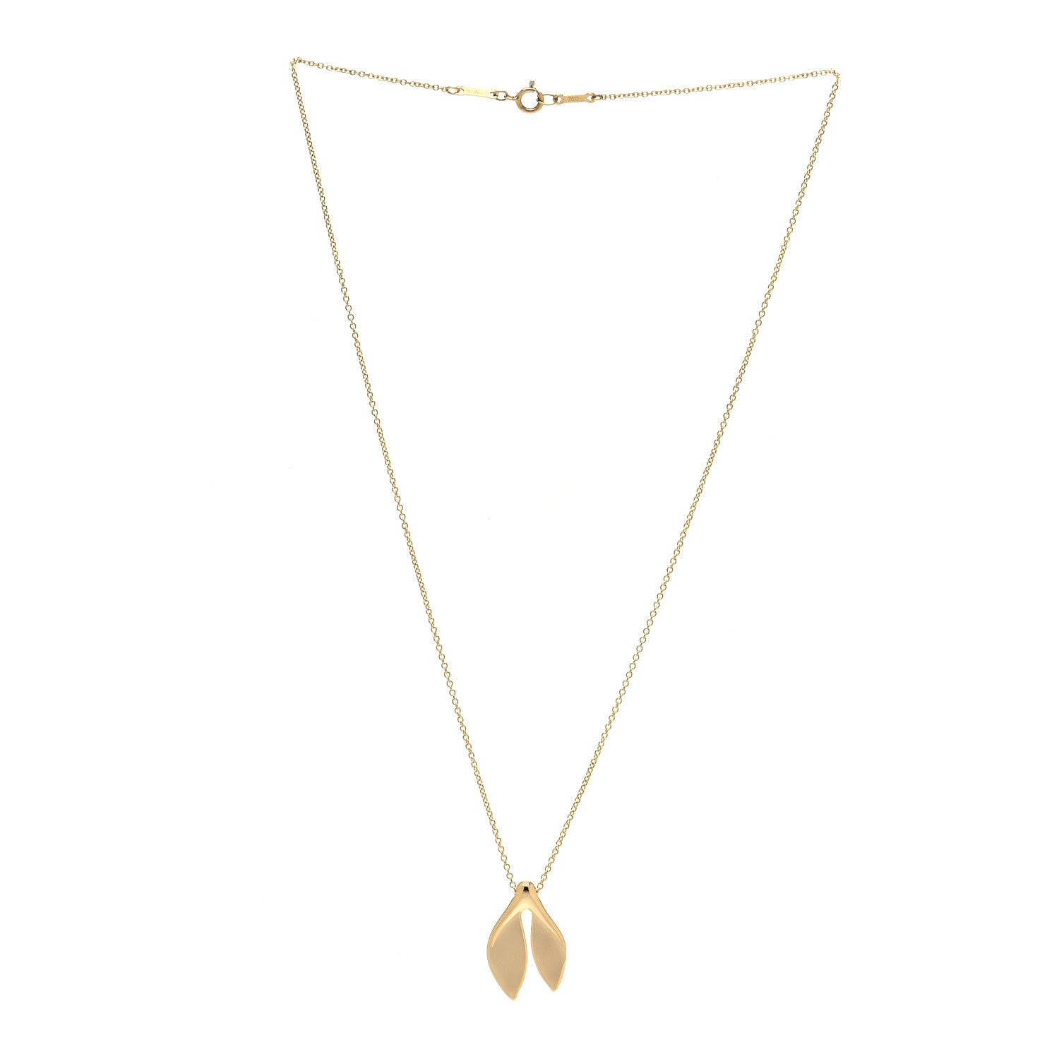Tiffany 18K Yellow Gold Elsa Peretti Whale Tail Pendant Necklace 3 of 5