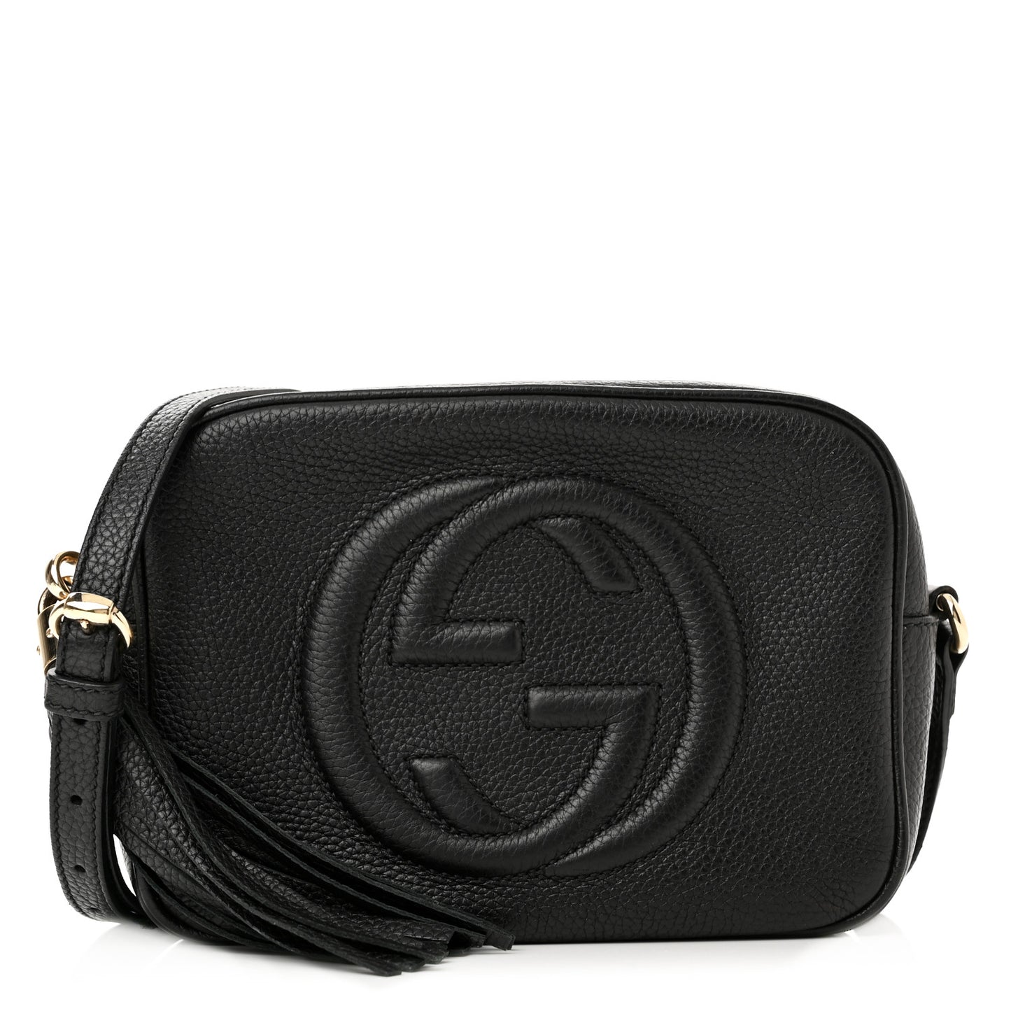 Pebbled Calfskin Small Soho Disco Bag Black