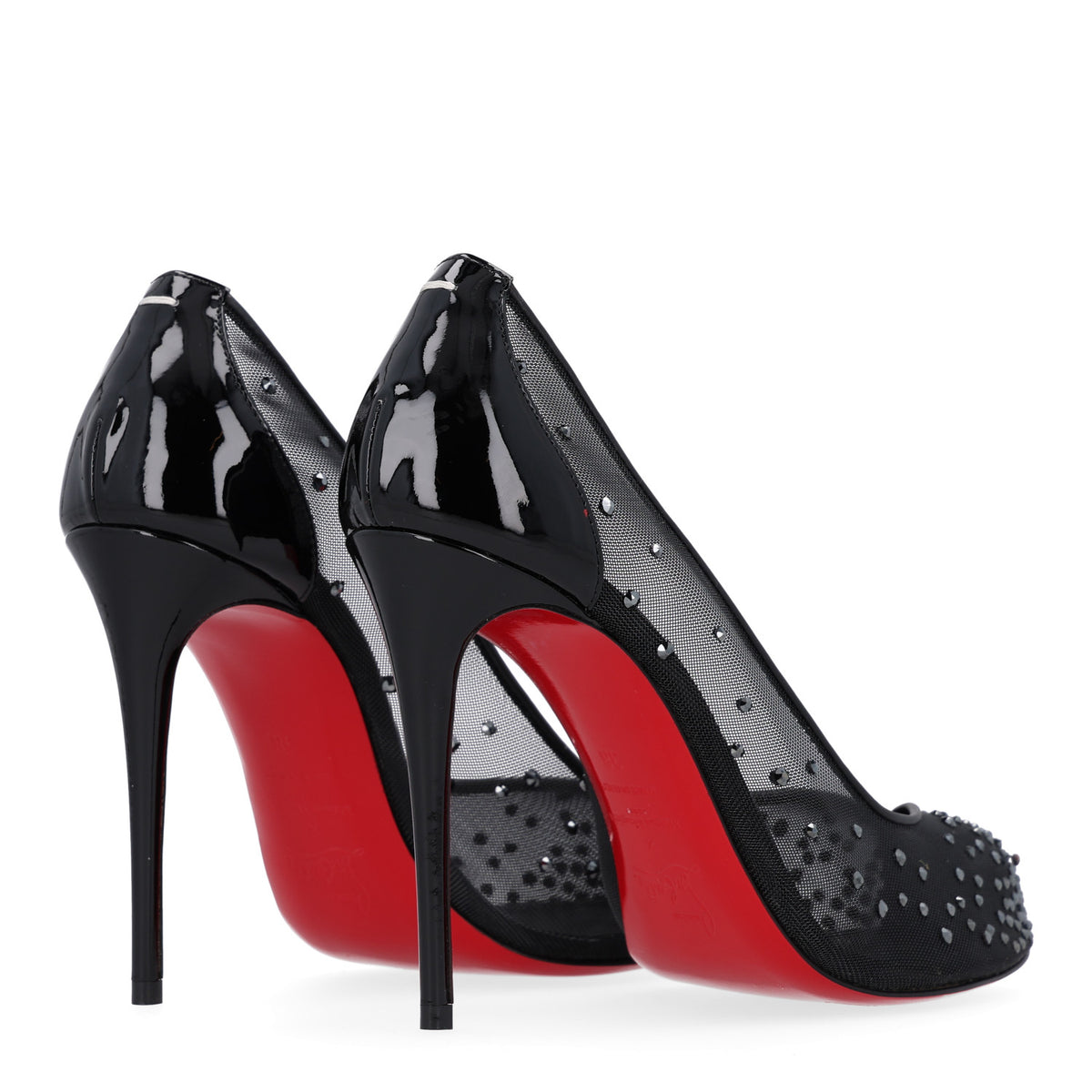 Christian Louboutin X MAISON MARGIELA Rete Patent Strass Bridiela Una 100 Pumps 38 Black 5 of 10