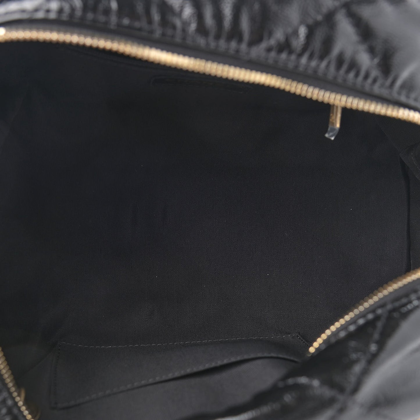 Shiny Aged Calfskin Quilted Bowler Bag Black