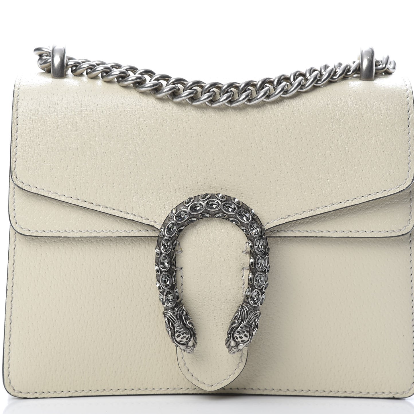Textured Calfskin Crystal Mini Dionysus Shoulder Bag Mystic White