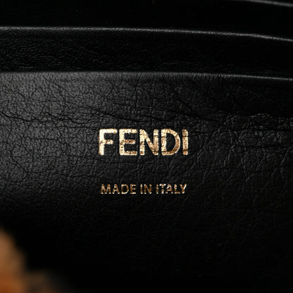 Fendi Shearling Vitello Dolce Macro FF 1974 Mini Baguette Tobacco Black 7 of 12