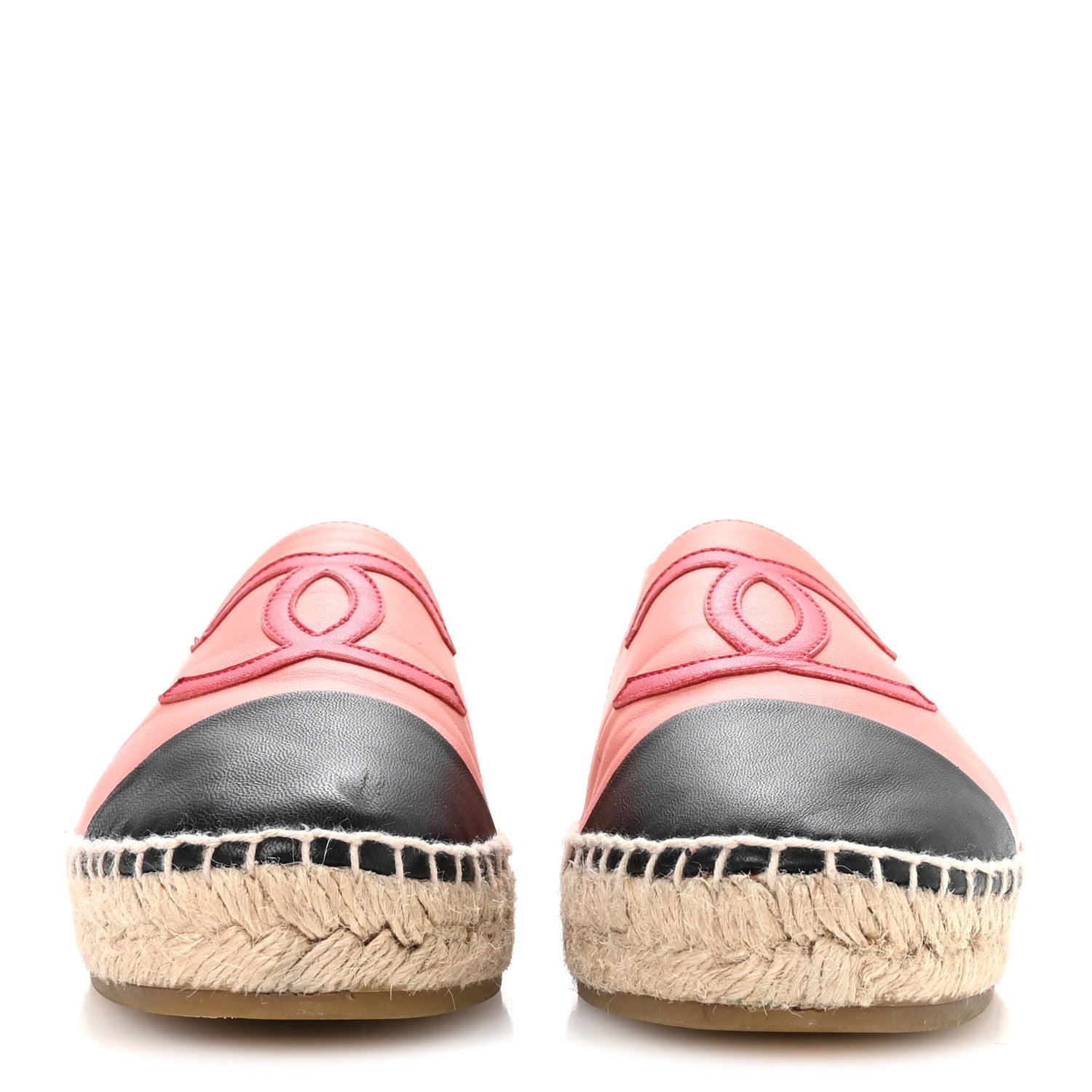 Chanel Lambskin CC Espadrilles 38 Pink Red Black 3 of 8