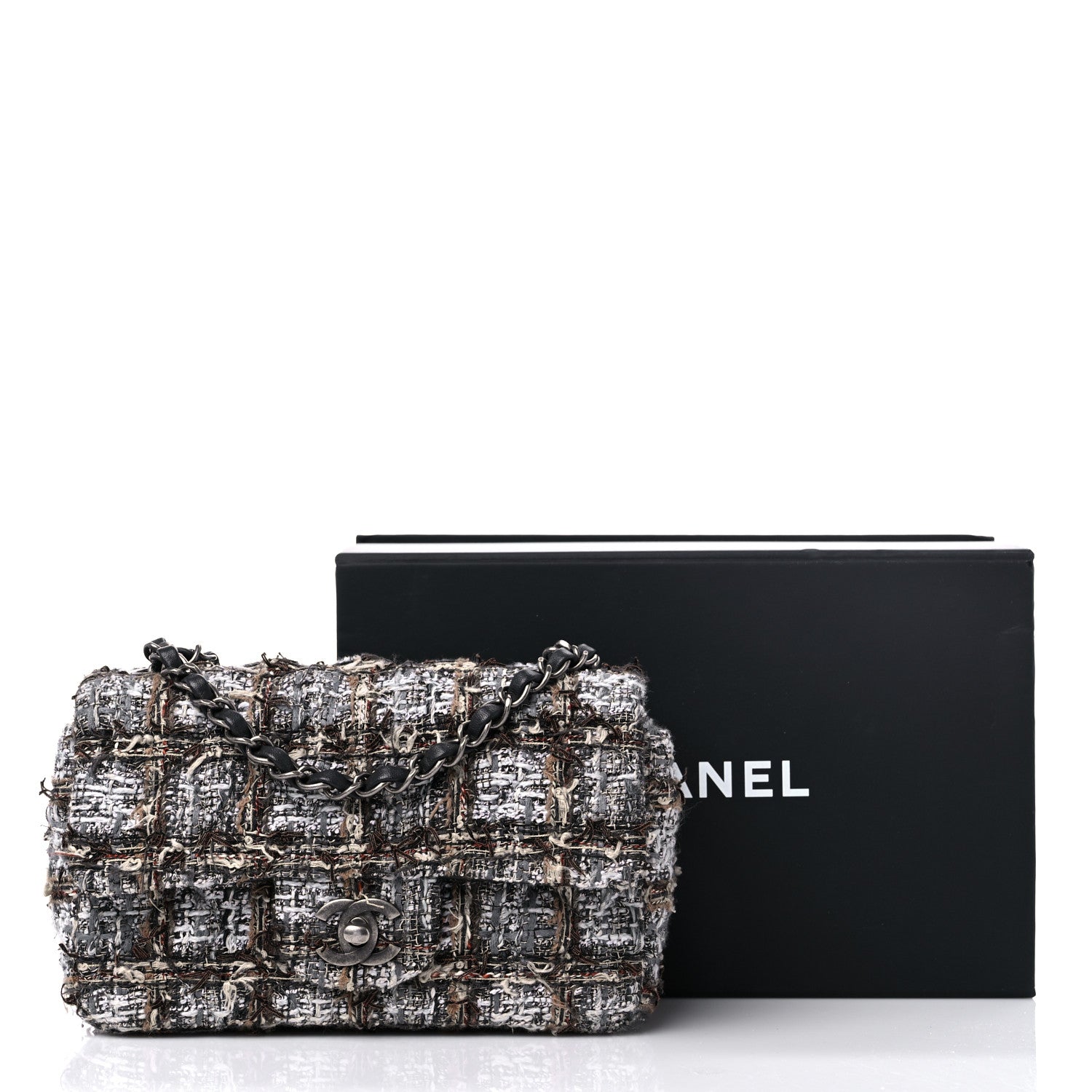 Chanel Tweed Quilted Mini Rectangular Flap Brown Black Multicolor 12 of 12