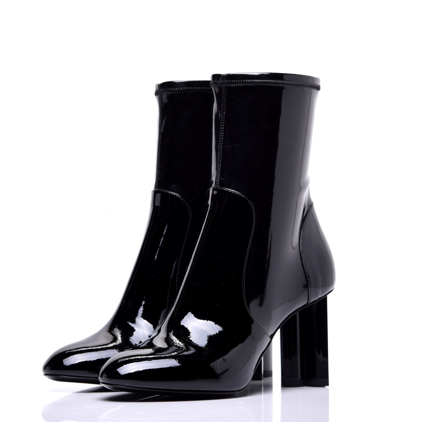 Patent Silhouette Ankle Boots 37 Black