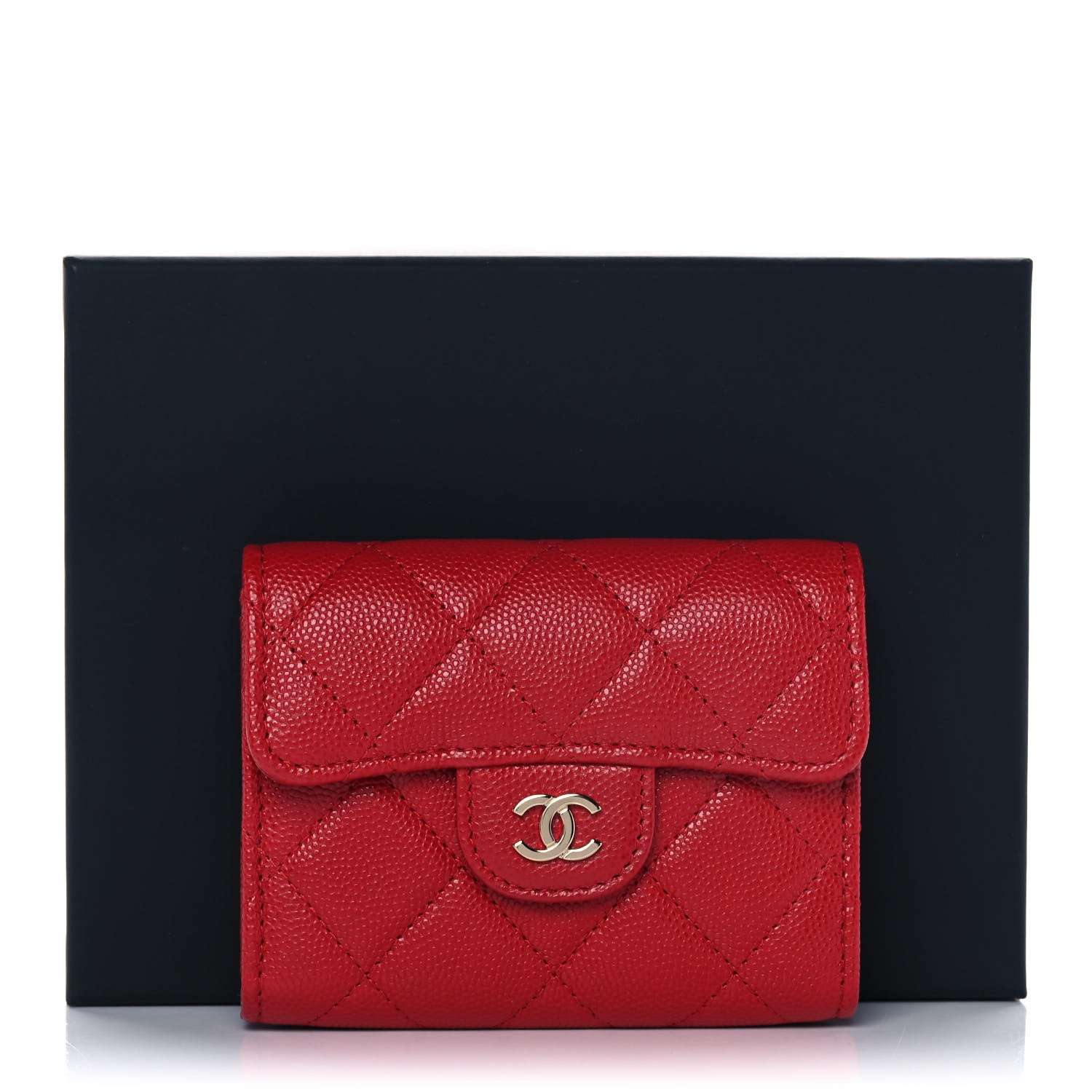 Chanel Caviar Quilted Flap Card Holder Wallet Red 10 of 10
