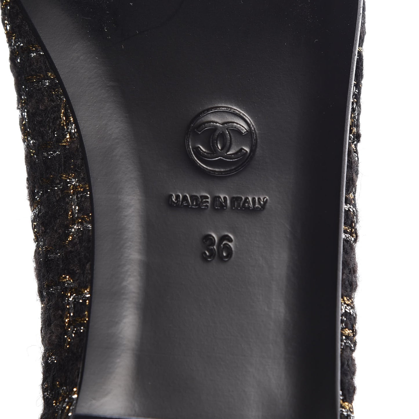 Tweed Cap Toe Ballerina Flats 36 Black