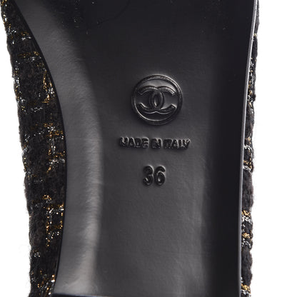 Chanel Tweed Cap Toe Ballerina Flats 36 Black 6 of 9