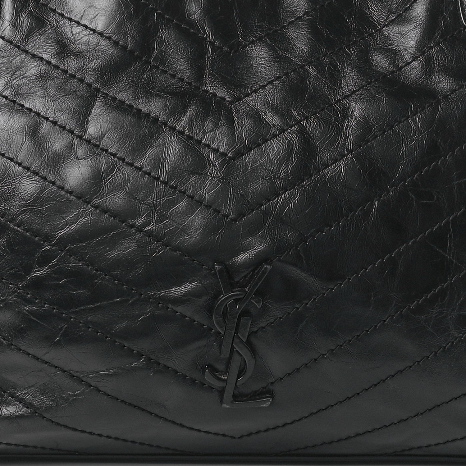 Saint Laurent Crinkled Calfskin Matelasse Monogram Medium Niki Shopper Tote Black 8 of 9