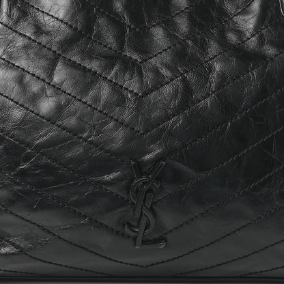 Saint Laurent Crinkled Calfskin Matelasse Monogram Medium Niki Shopper Tote Black 8 of 9