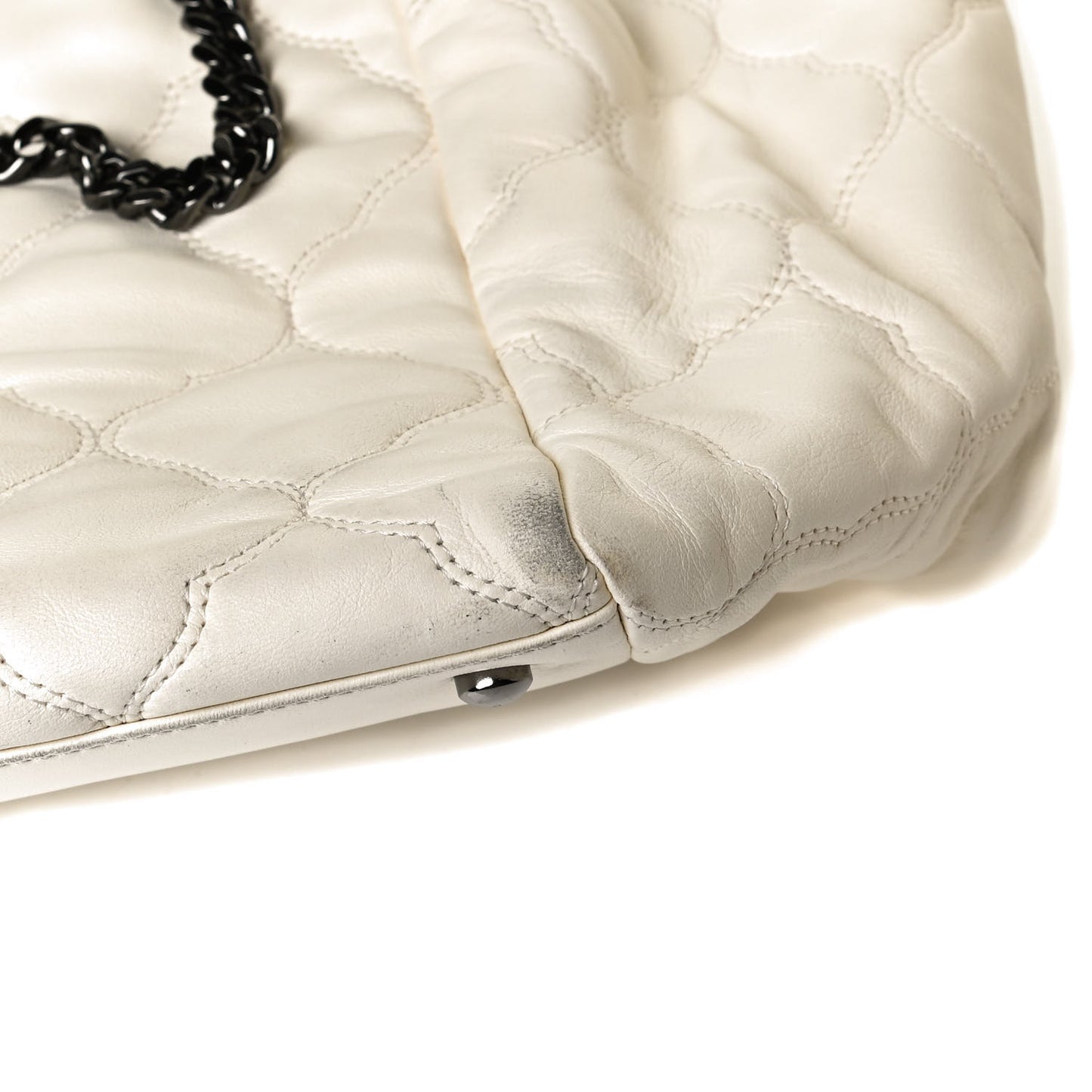 Lambskin Cells Accordion Tote Dark White