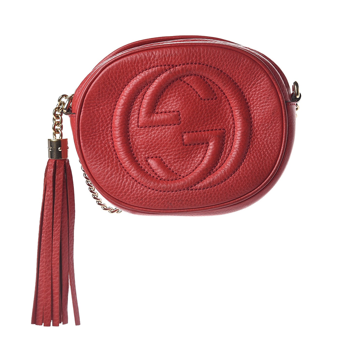 Pebbled Calfskin Mini Soho Chain Bag Tabasco Red
