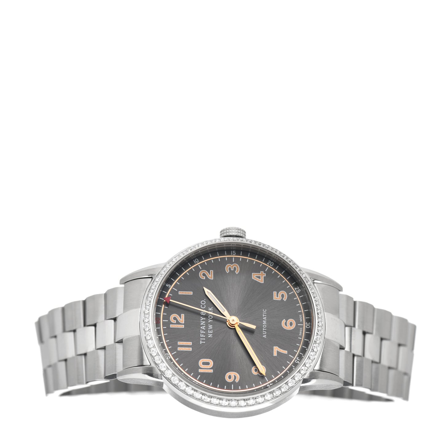 Stainless Steel Diamond Bezel 34mm CT60 3-Hand Automatic Watch Grey
