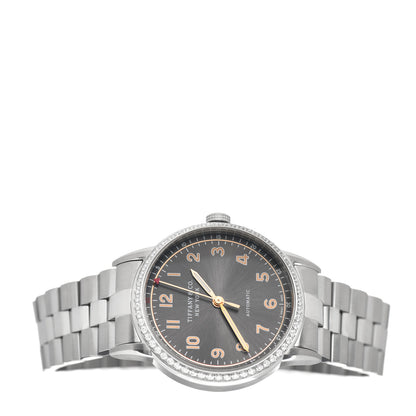 Tiffany Stainless Steel Diamond Bezel 34mm CT60 3-Hand Automatic Watch Grey 2 of 4