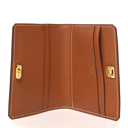 Hermes Madame Calfskin Medor Card Holder Gold 5 of 9