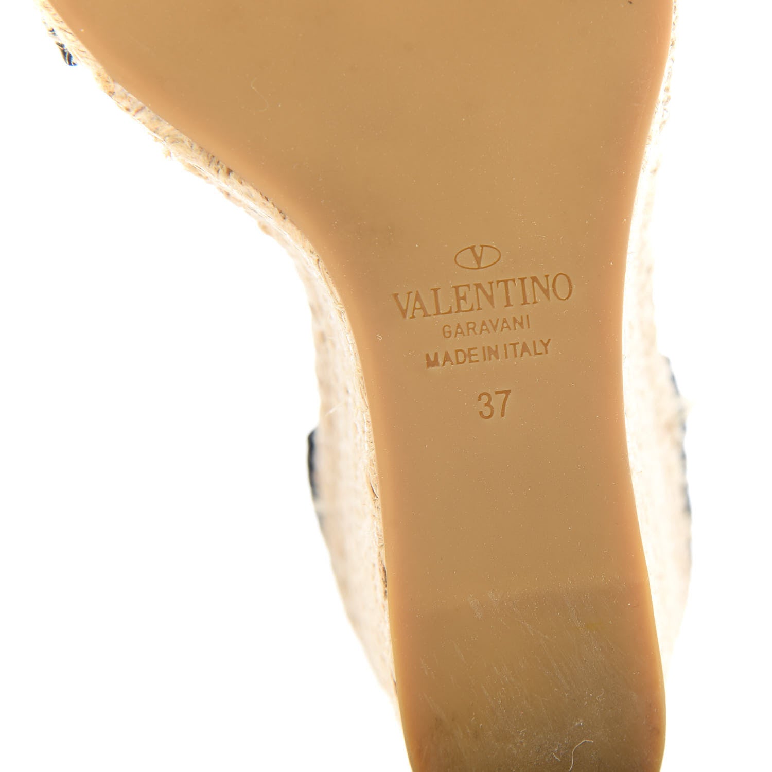 Valentino Garavani Grained Calfskin Rockstud Ankle Strap Espadrille 15/105mm Wedge Sandals 37 Black Light Cuir Natural 9 of 11