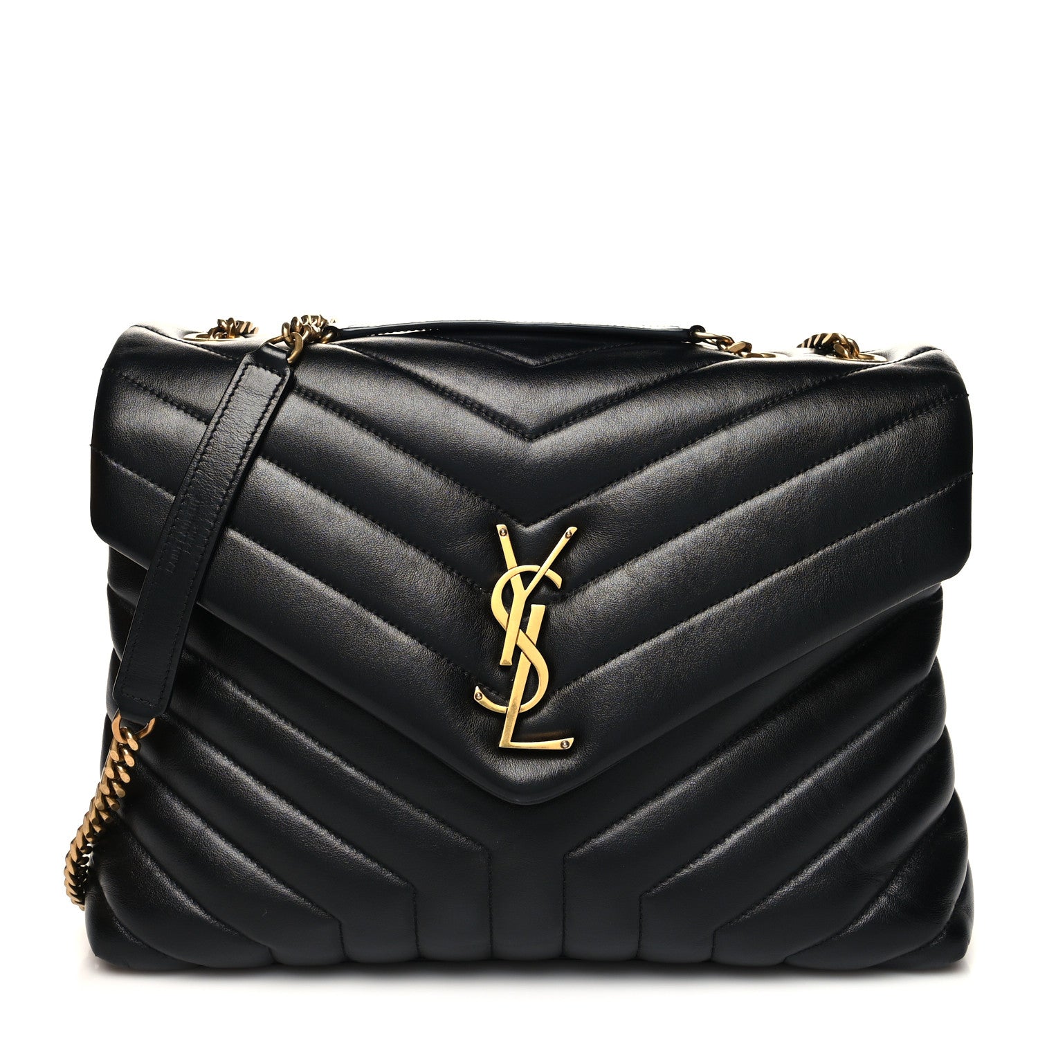 Saint Laurent Calfskin Y Quilted Monogram Medium Loulou Chain Satchel Black 1 of 12