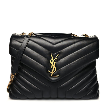 Saint Laurent Calfskin Y Quilted Monogram Medium Loulou Chain Satchel Black 1 of 12
