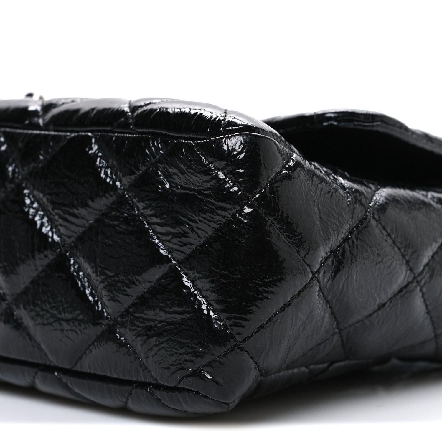 Chanel Crinkled Patent Quilted Jumbo Single Flap Black 9 of 9