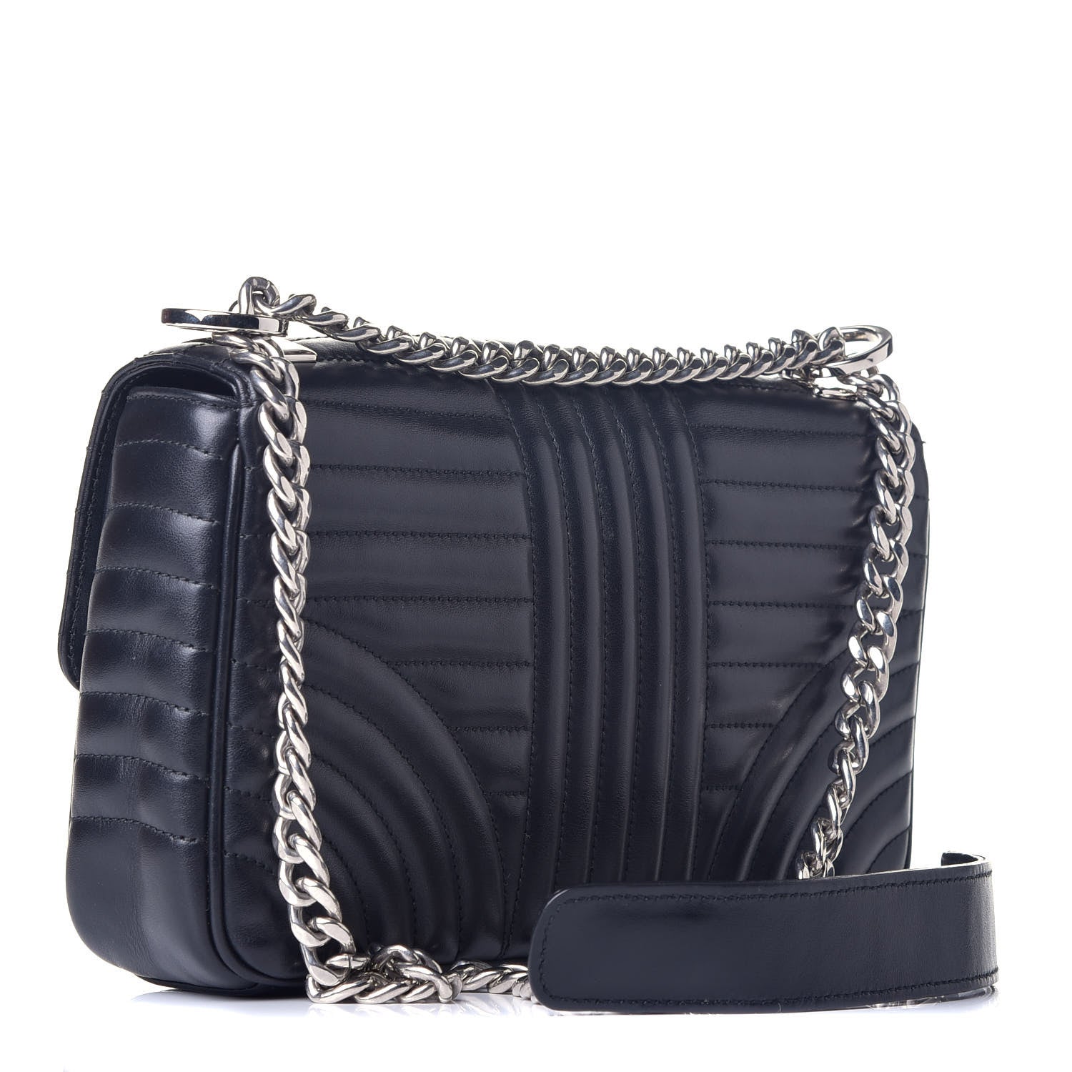 Prada Soft Calfskin Impunture Diagramme Medium Chain Flap Shoulder Bag Black 3 of 9