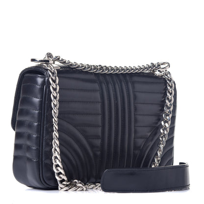 Prada Soft Calfskin Impunture Diagramme Medium Chain Flap Shoulder Bag Black 3 of 9