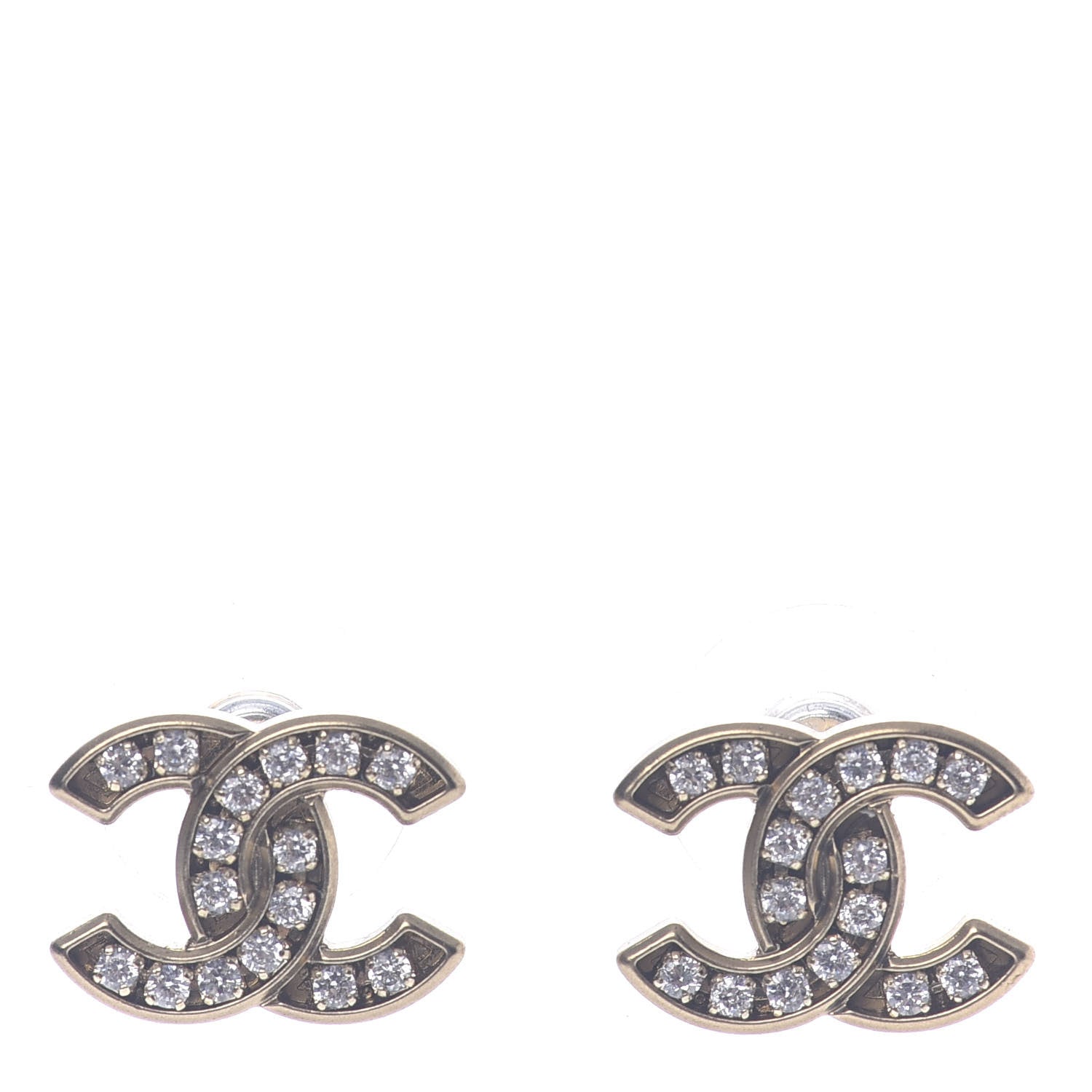 Chanel Crystal CC Earrings Gold 1 of 5