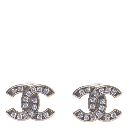 Chanel Crystal CC Earrings Gold 1 of 5