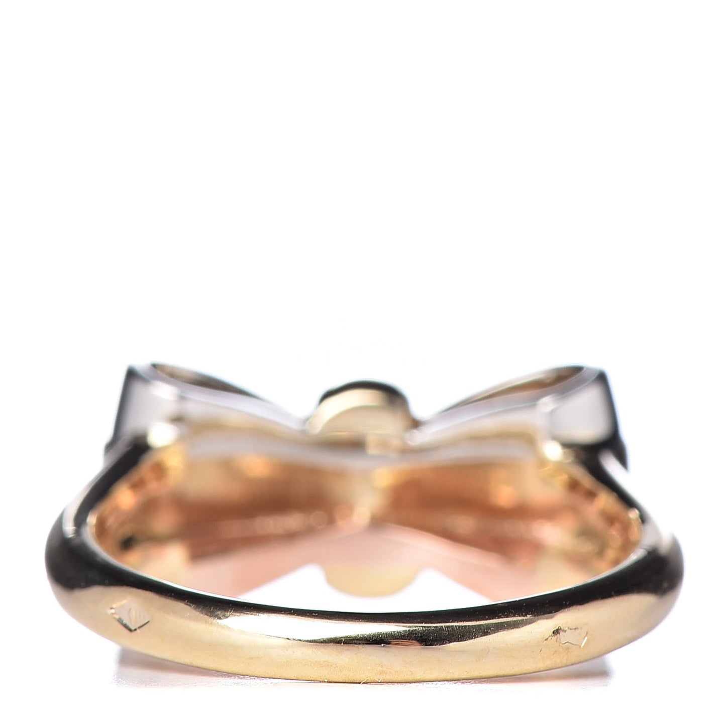 18K Rose Yellow White Gold Diamond Bow Ring 51 5.75