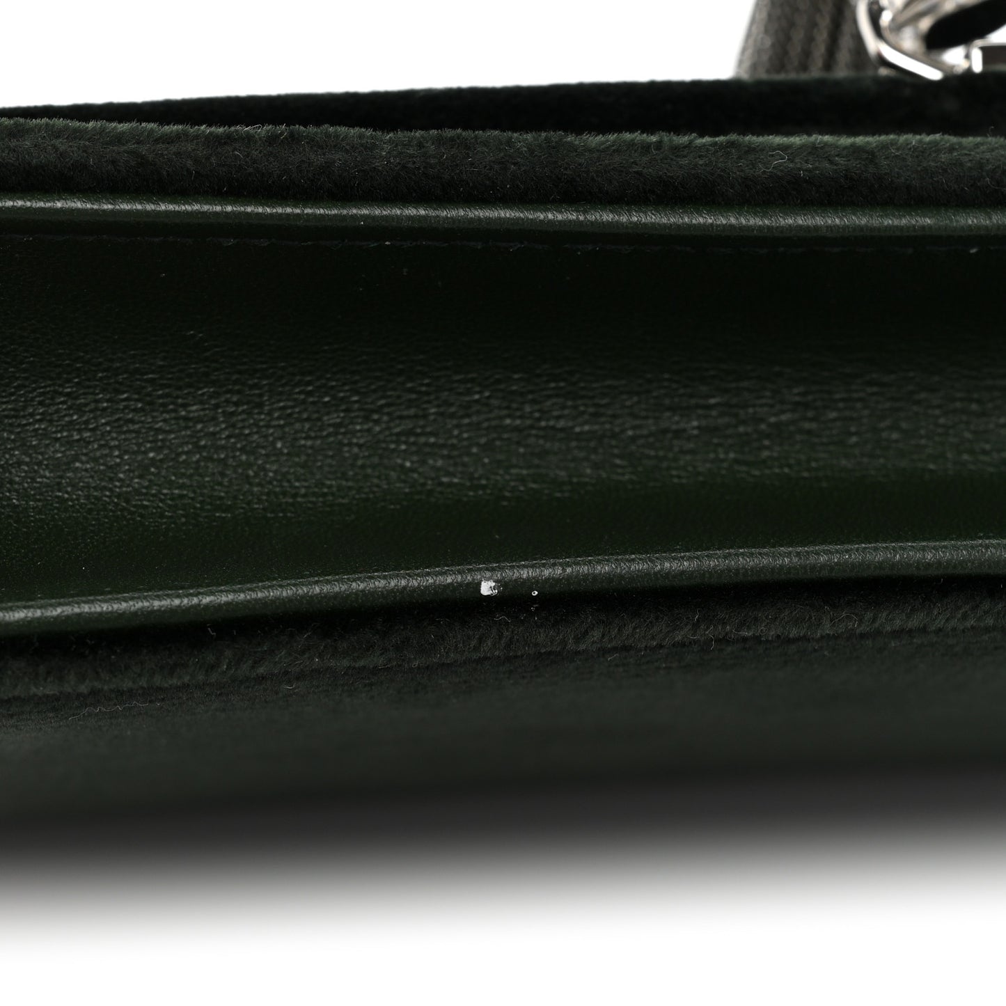 Velvet Crystal Monogram Kate Tassel Chain Wallet Dark Green