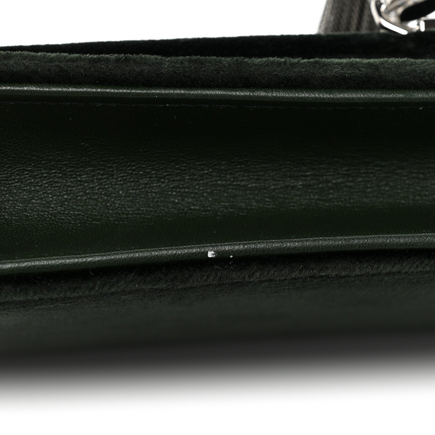 Saint Laurent Velvet Crystal Monogram Kate Tassel Chain Wallet Dark Green 16 of 20
