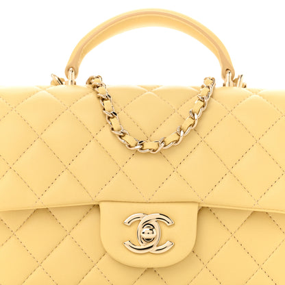 Chanel Lambskin Quilted Mini Top Handle Rectangular Flap Yellow 8 of 10
