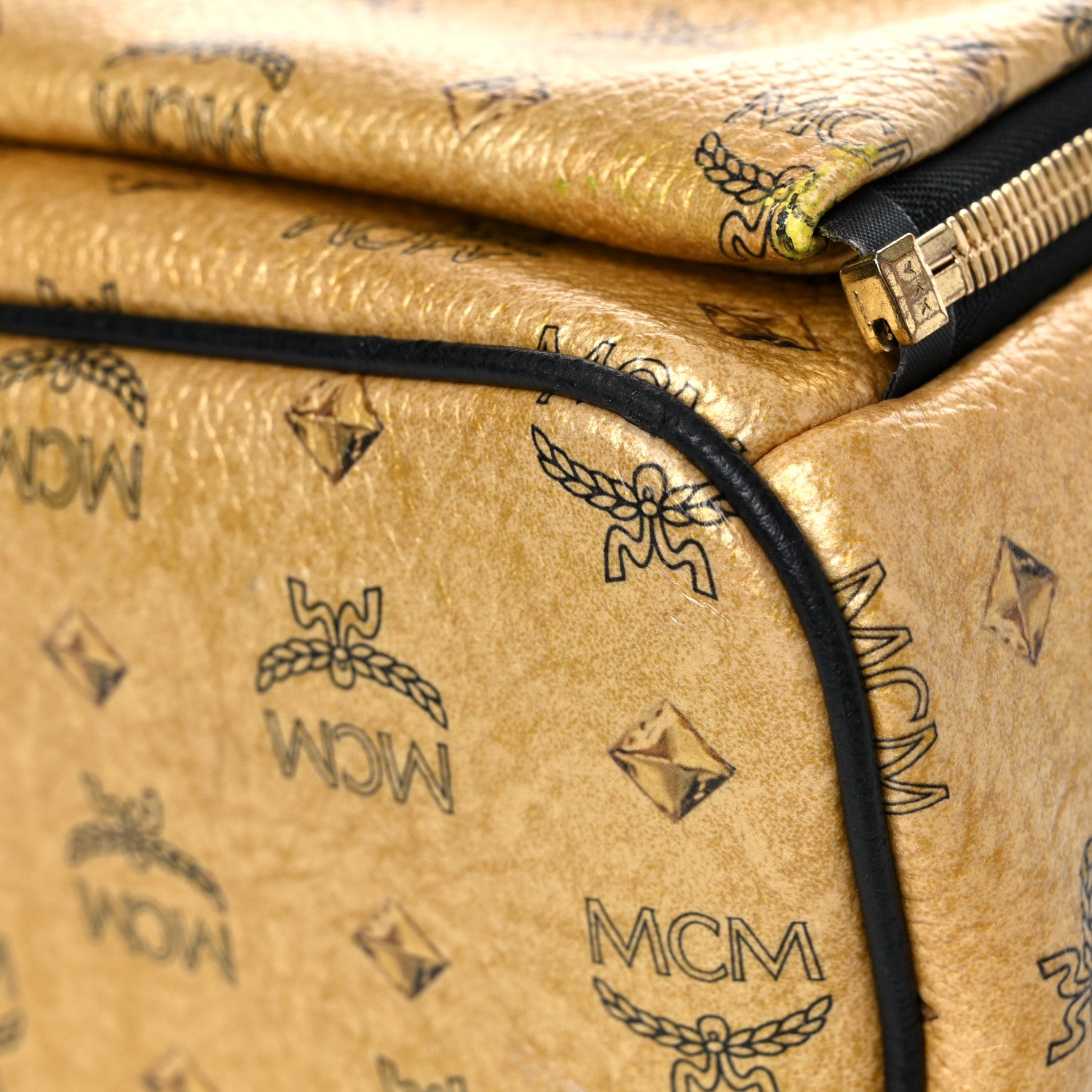 MCM Metallic Visetos Studded Small Dual Stark Backpack Gold 8 of 17