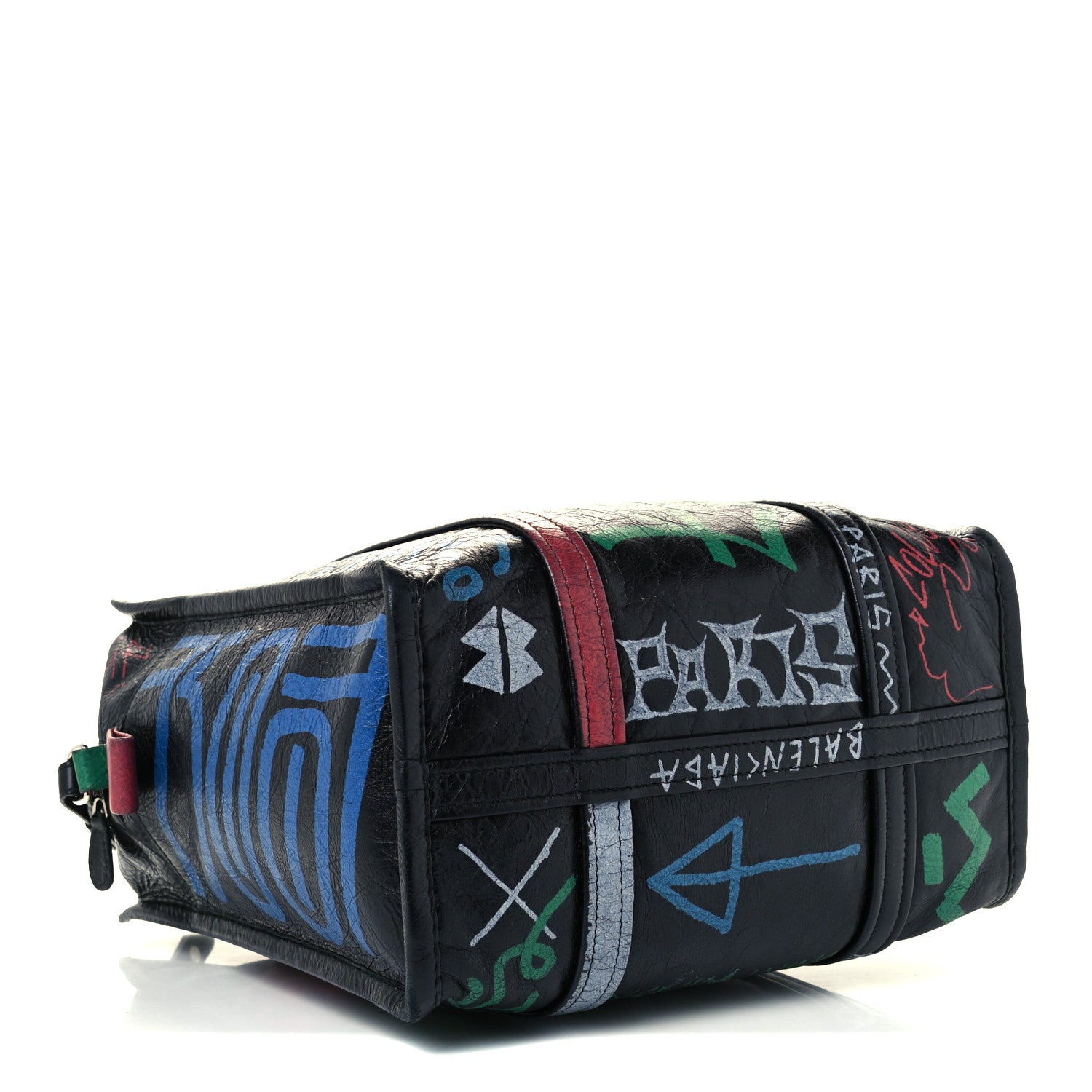 Balenciaga Agneau Arena Graffiti All Over S Bazar Shopper Tote Black Vert Rouge 4 of 10