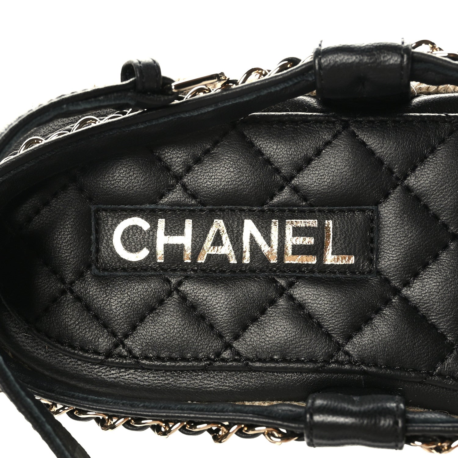 Chanel Lambskin Chain CC Thong Espadrille Sandals 38 Black 8 of 10