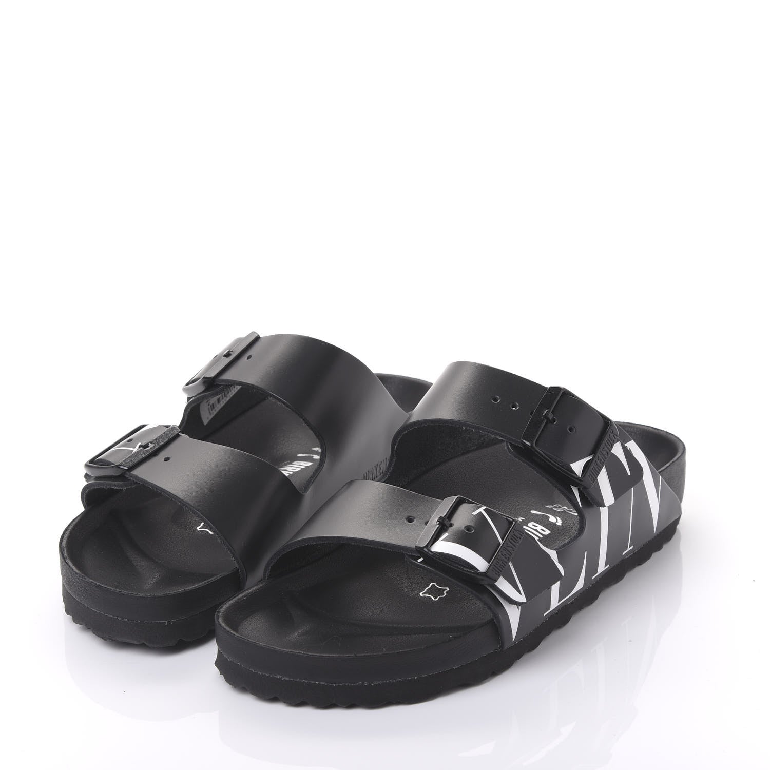 Valentino Garavani Calfskin VLTN Birkenstock Slide Sandals 37 Black 3 of 7