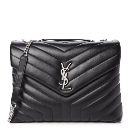 Saint Laurent Calfskin Y Quilted Monogram Medium Loulou Chain Satchel Black 1 of 10