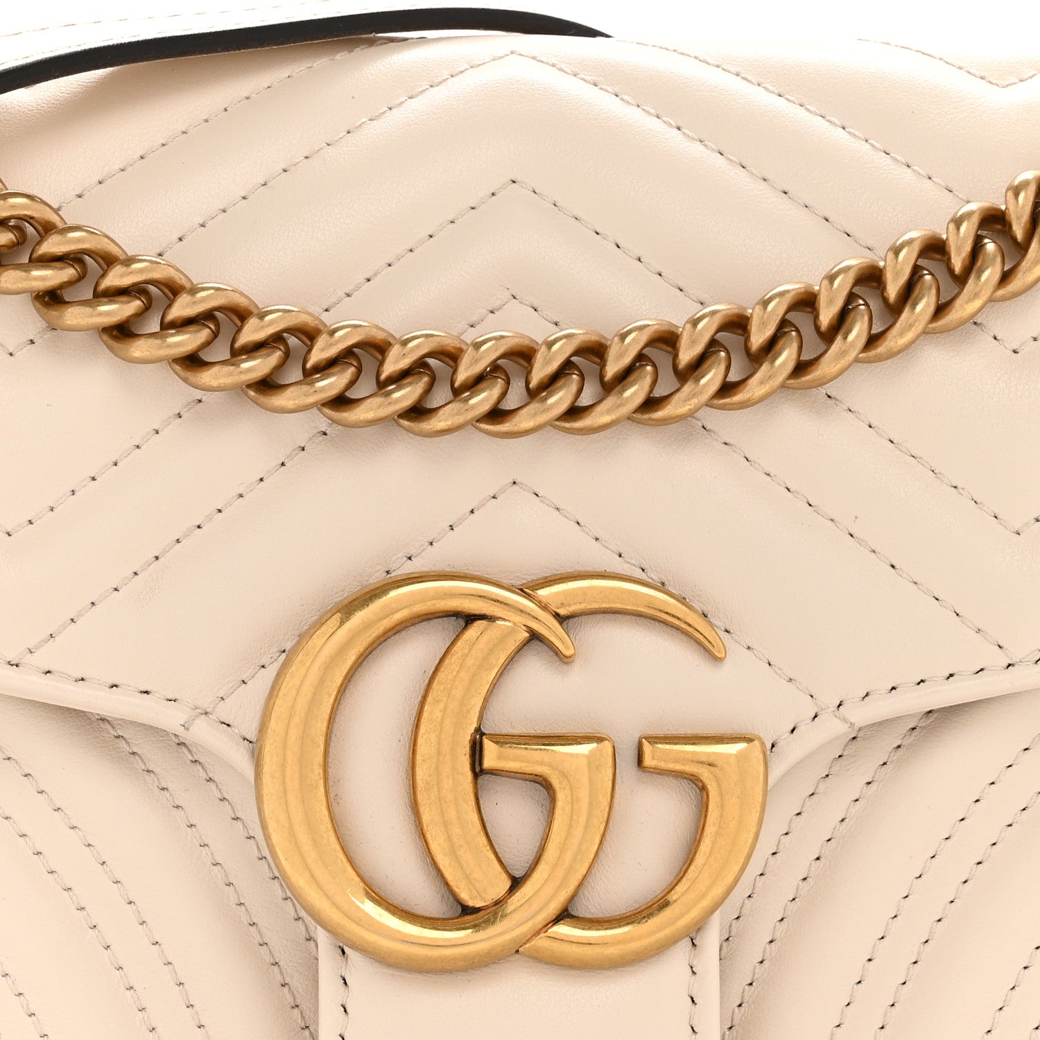 Gucci Calfskin Matelasse Small GG Marmont Shoulder Bag White 8 of 14