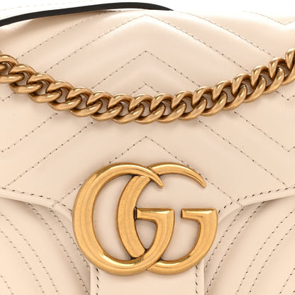 Gucci Calfskin Matelasse Small GG Marmont Shoulder Bag White 8 of 14