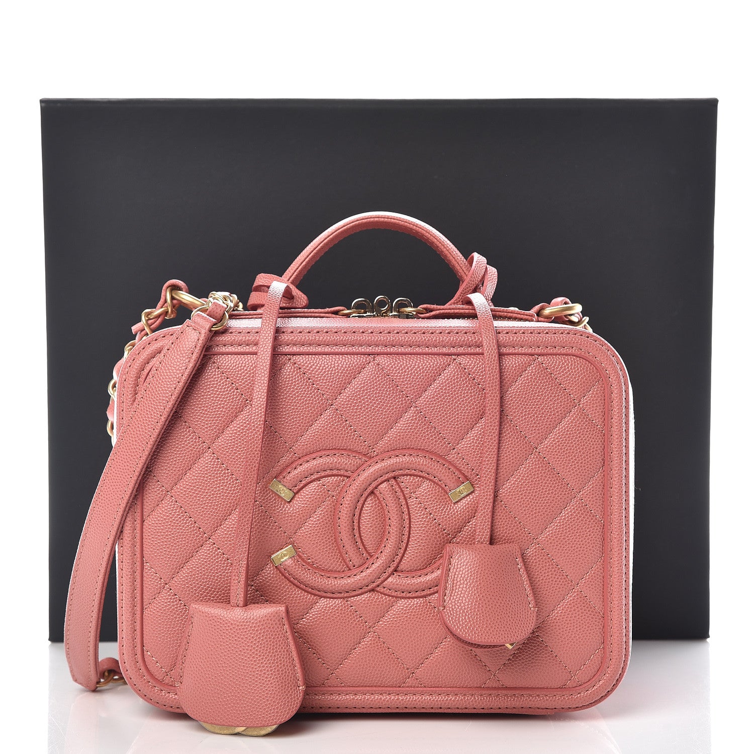 Chanel Caviar Quilted Medium CC Filigree Vanity Case Pink 10 of 10