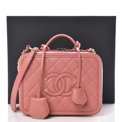 Chanel Caviar Quilted Medium CC Filigree Vanity Case Pink 10 of 10