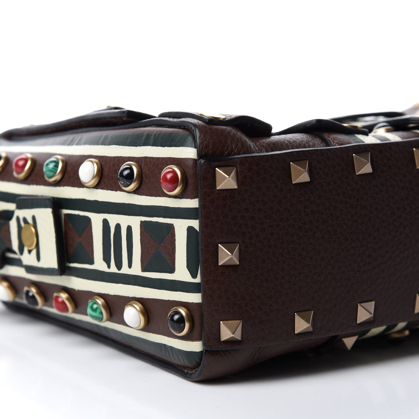 Calfskin Tribal Rockstud Shoulder Bag Rubin