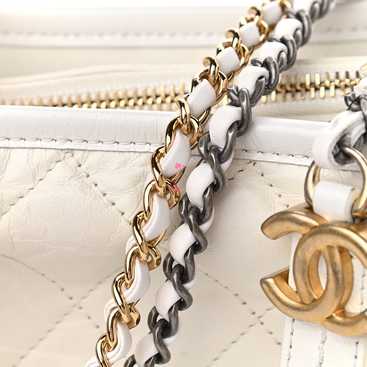 Chanel Aged Calfskin Quilted Small Gabrielle Hobo White 11 of 13